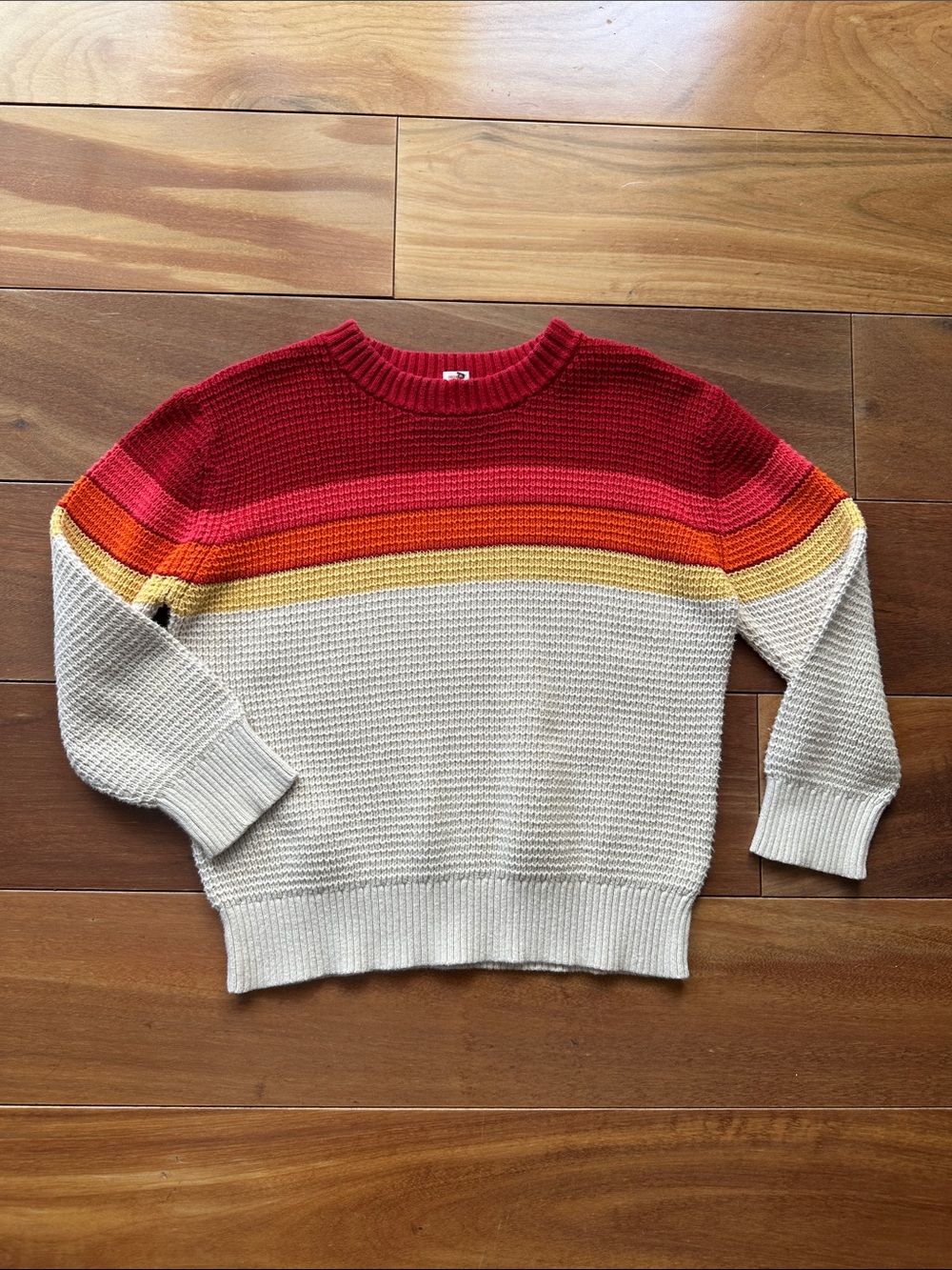 Cat & Jack 100% Cotton Sweater Cream with Sunset Stripes 4T